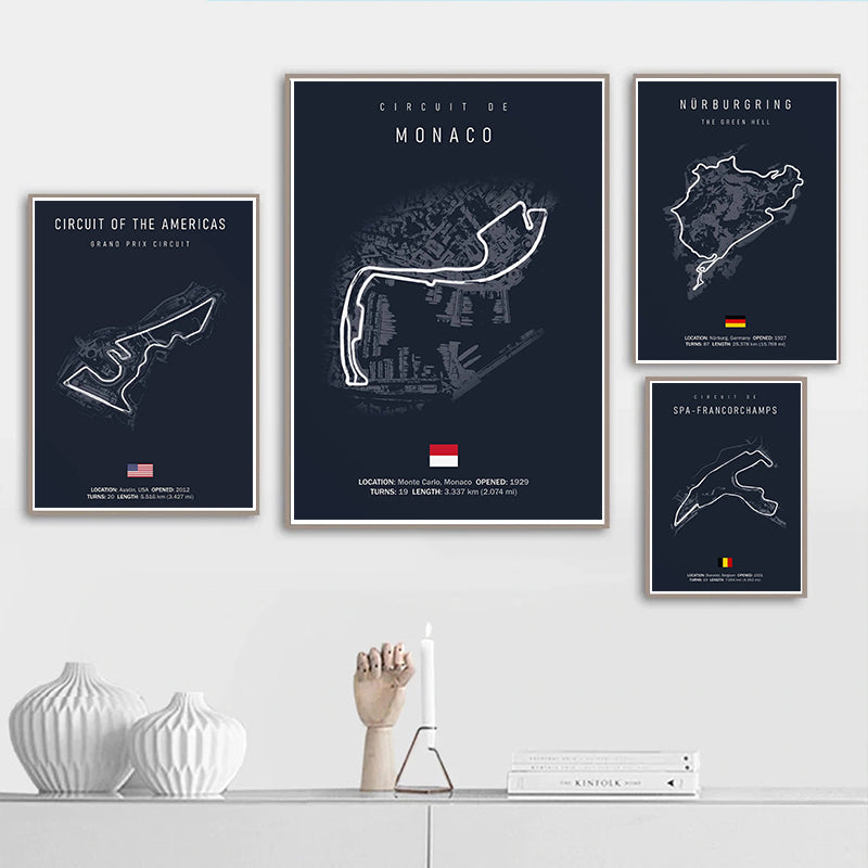 Formula One Racing Track Wall Canvas Painting