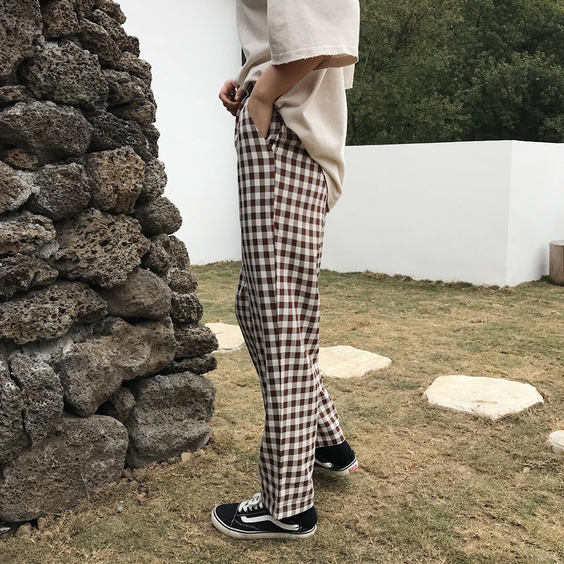 Men British Plaid Suit Pants