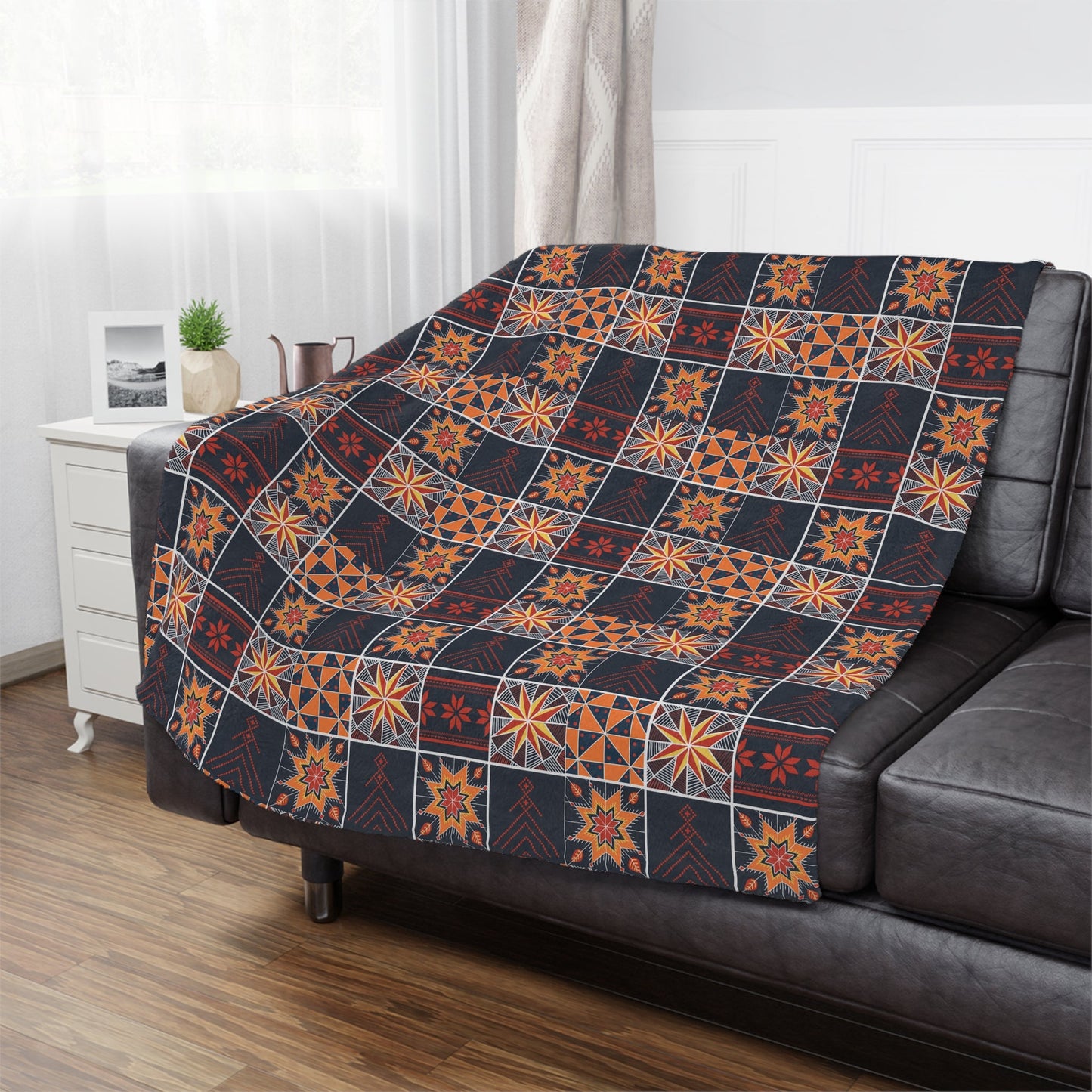 Dark Patchwork Quilt Print Minky Blanket