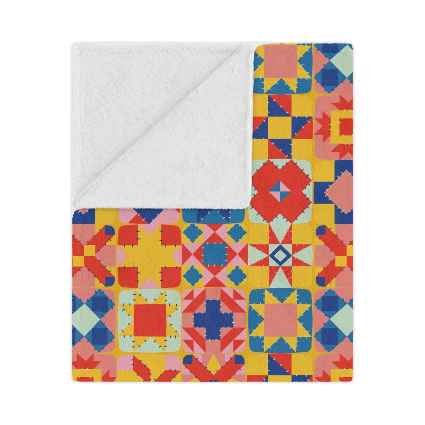 Colorful Patchwork Quilt Print Minky Blanket