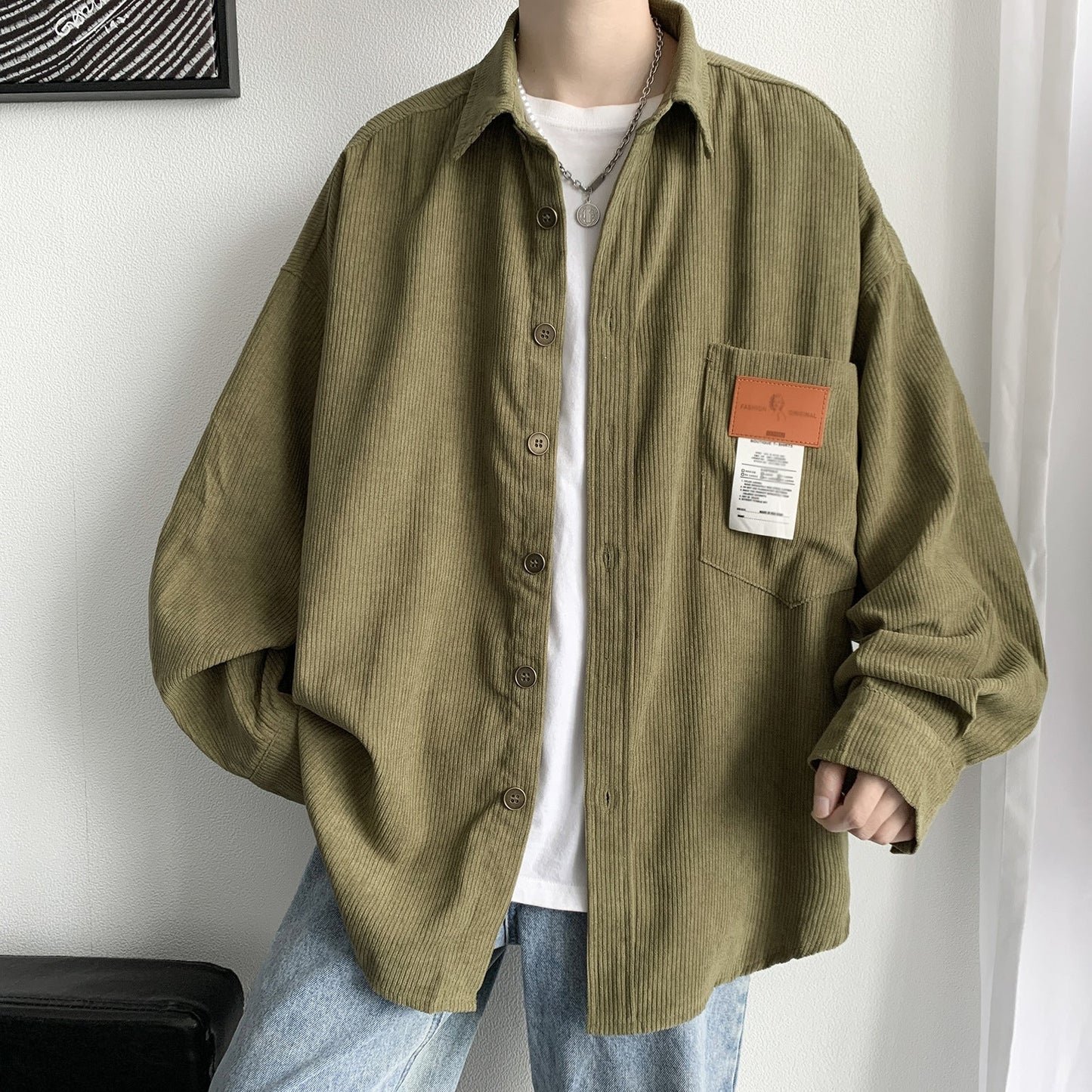 Men's Fashion Casual Loose Corduroy Coat Top