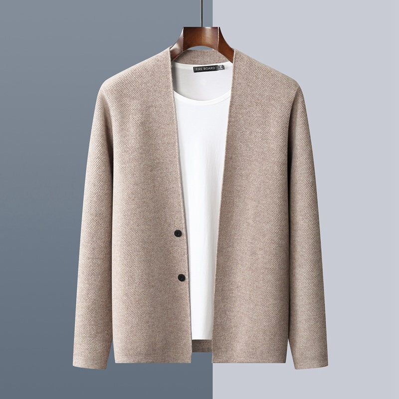 Casual Wool Sweater Double Button Cardigan Men's Coat