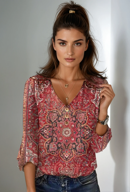 Boho Ruffle Vintage Blouse