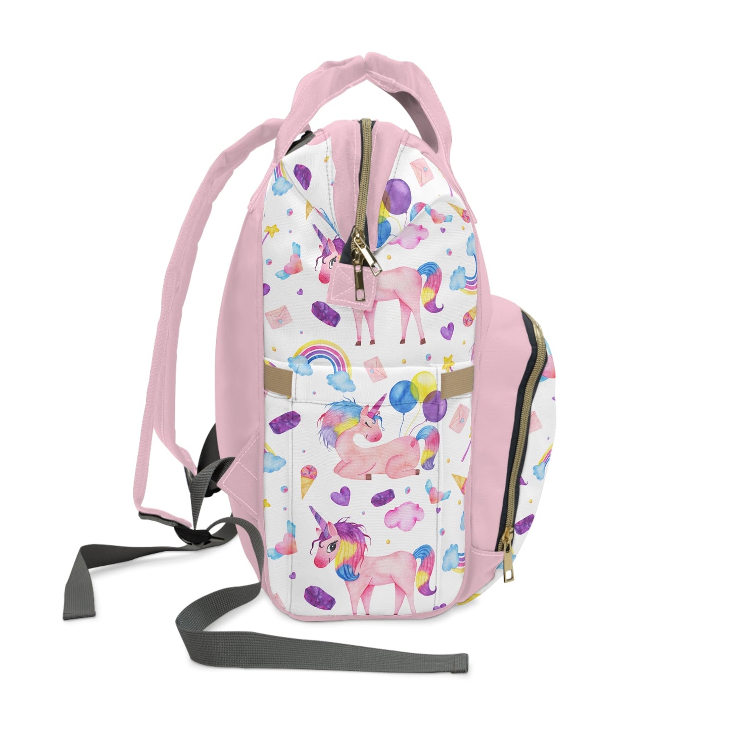 Personalized Whimsical Fairytale Unicorn Pattern Multifunctional Diaper Backpack, Newborn Gift, Baby Shower Gift, Unicorn Backpack