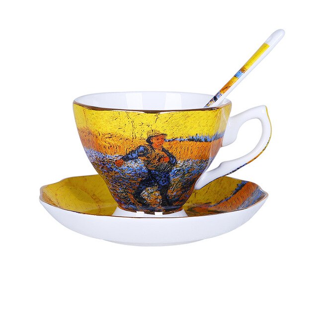 European Style Small Luxury Artist Coffee Cup Ceramic Painting Mug