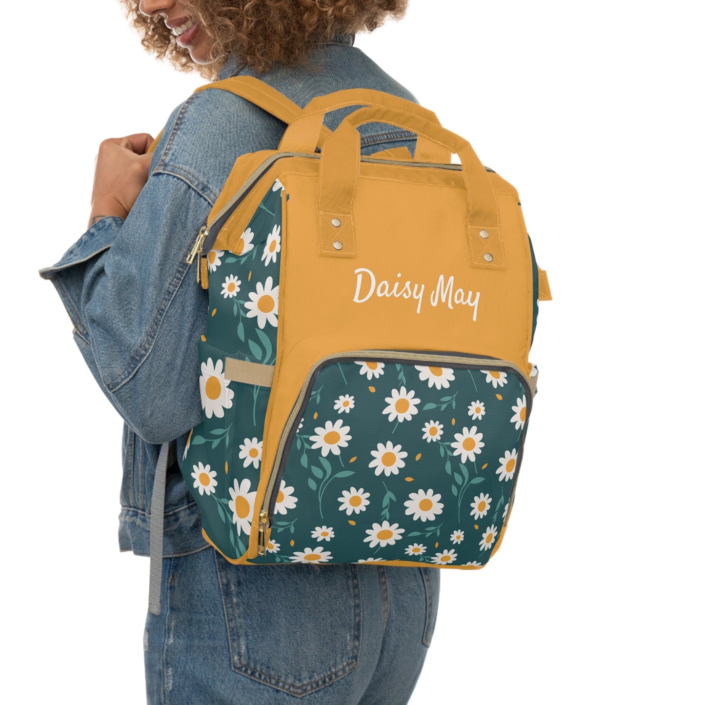 Personalized Cute Daisy Girls Multifunctional Diaper Backpack, Newborn Gift, Baby Shower Gift, Baby Diaper Bag Nappy Stroller Bag