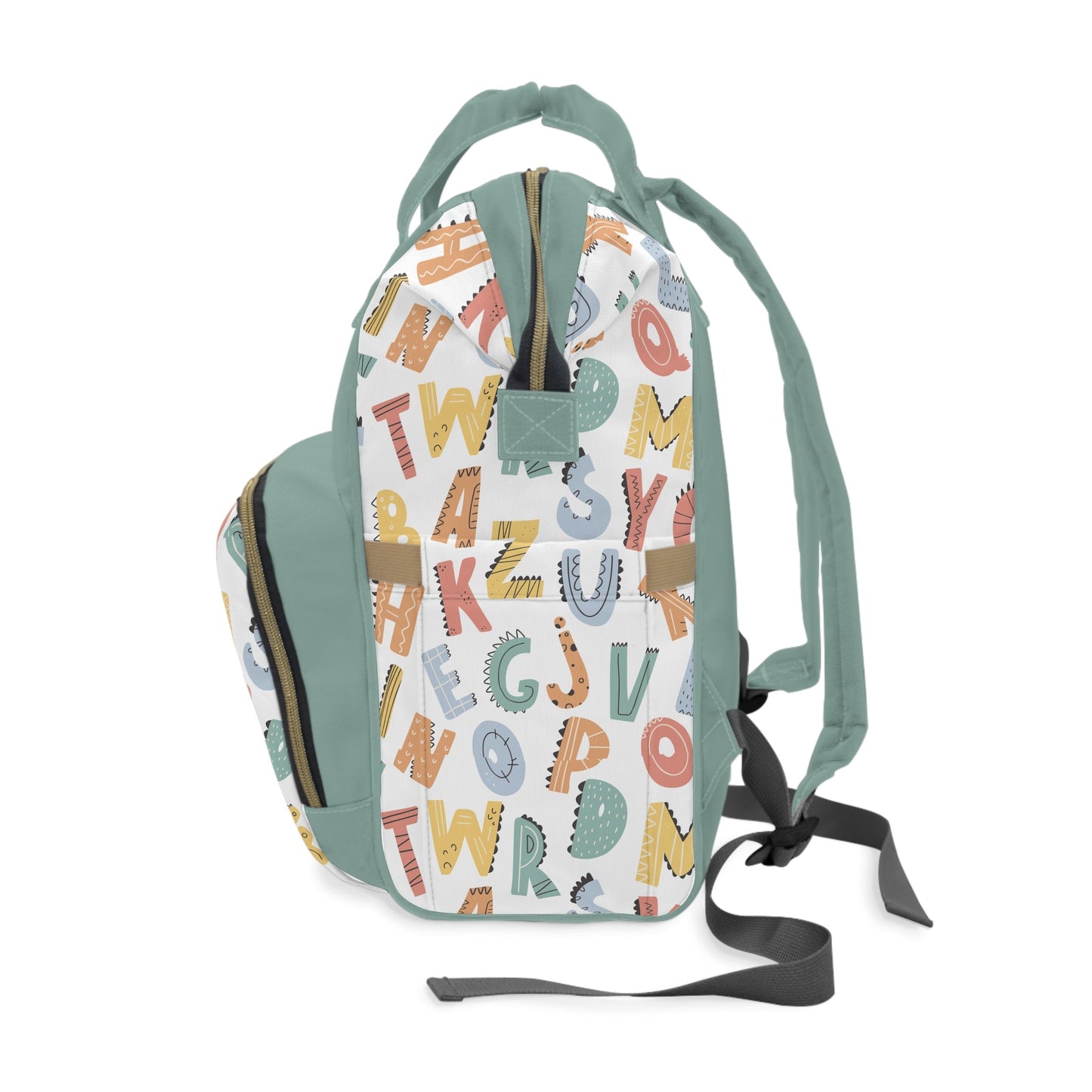 Personalized Alphabet Pattern Multifunctional Diaper Backpack, Newborn Gift, Baby Shower Gift, Alphabet Themed Babyshower