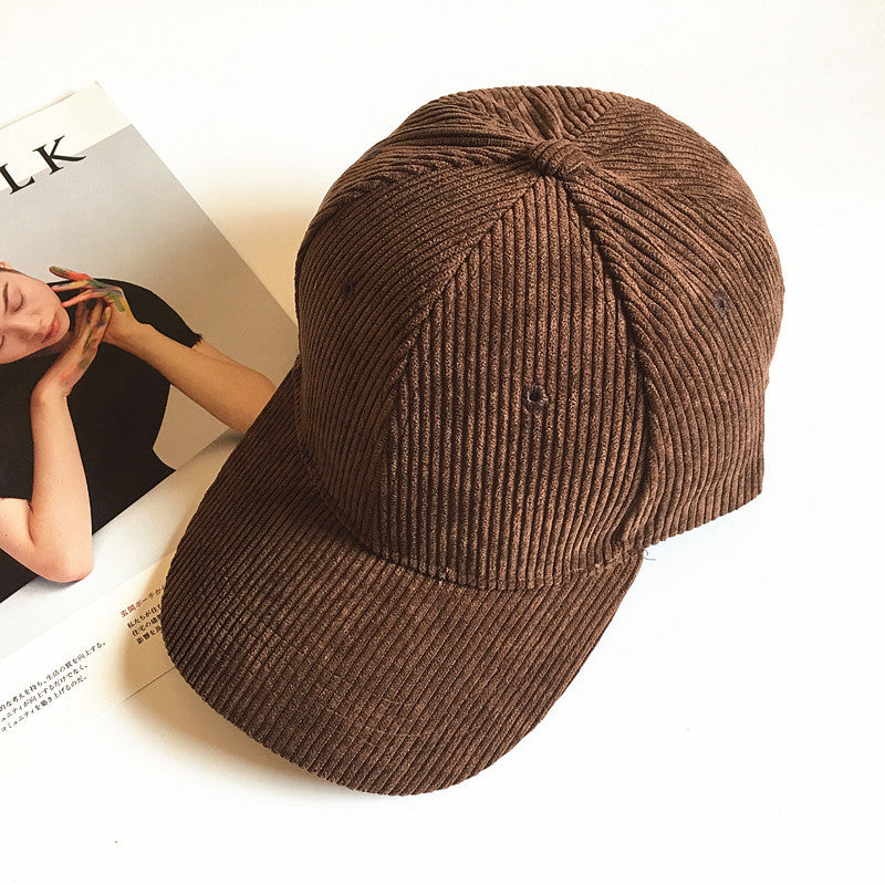 Men's And Women's Fashion Corduroy Striped Duck Tongue Hat