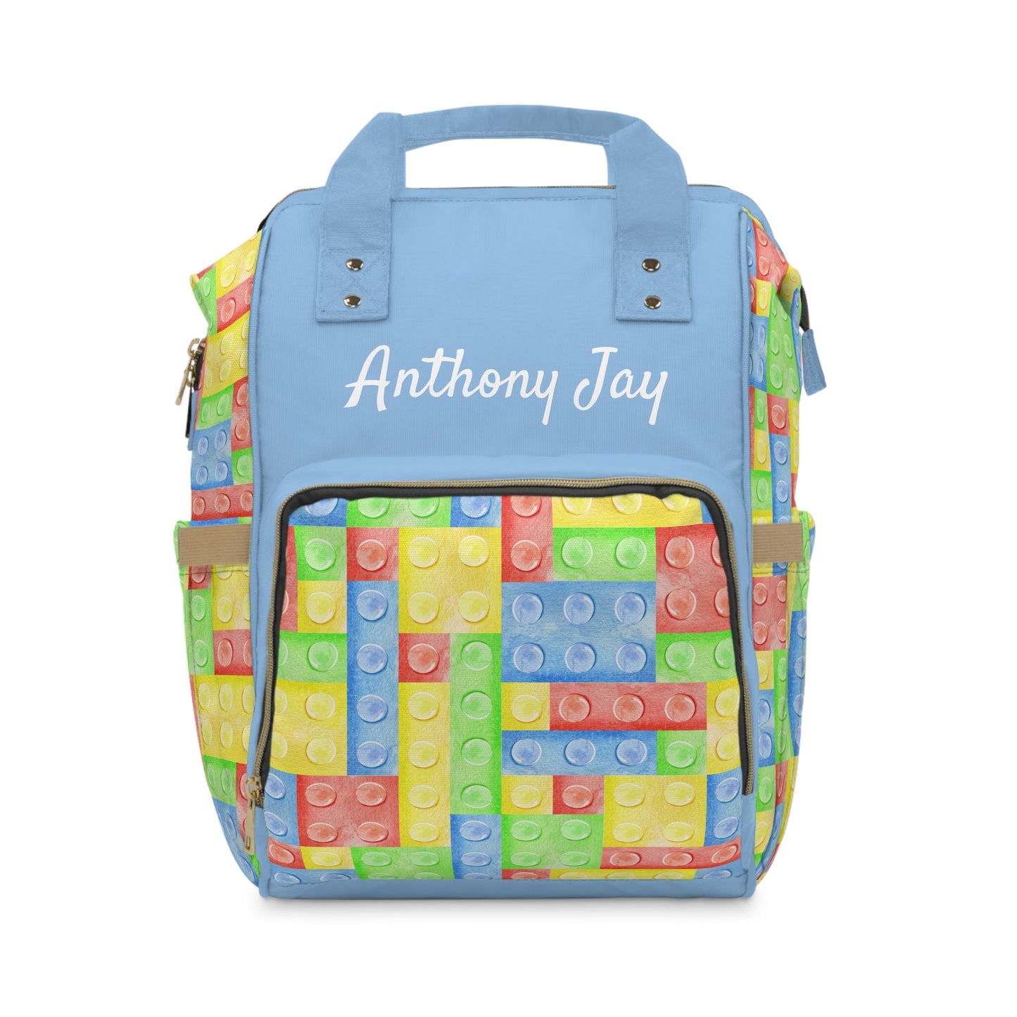 Personalized Colorful Leggo Block Multifunctional Diaper Backpack, Newborn Gift, Baby Shower Gift, Baby Diaper Bag Nappy Stroller Bag