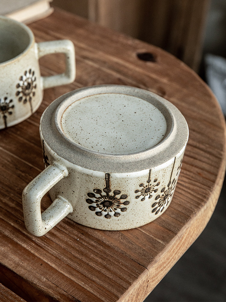 Coarse Pottery Coffee Mug And Plate Set