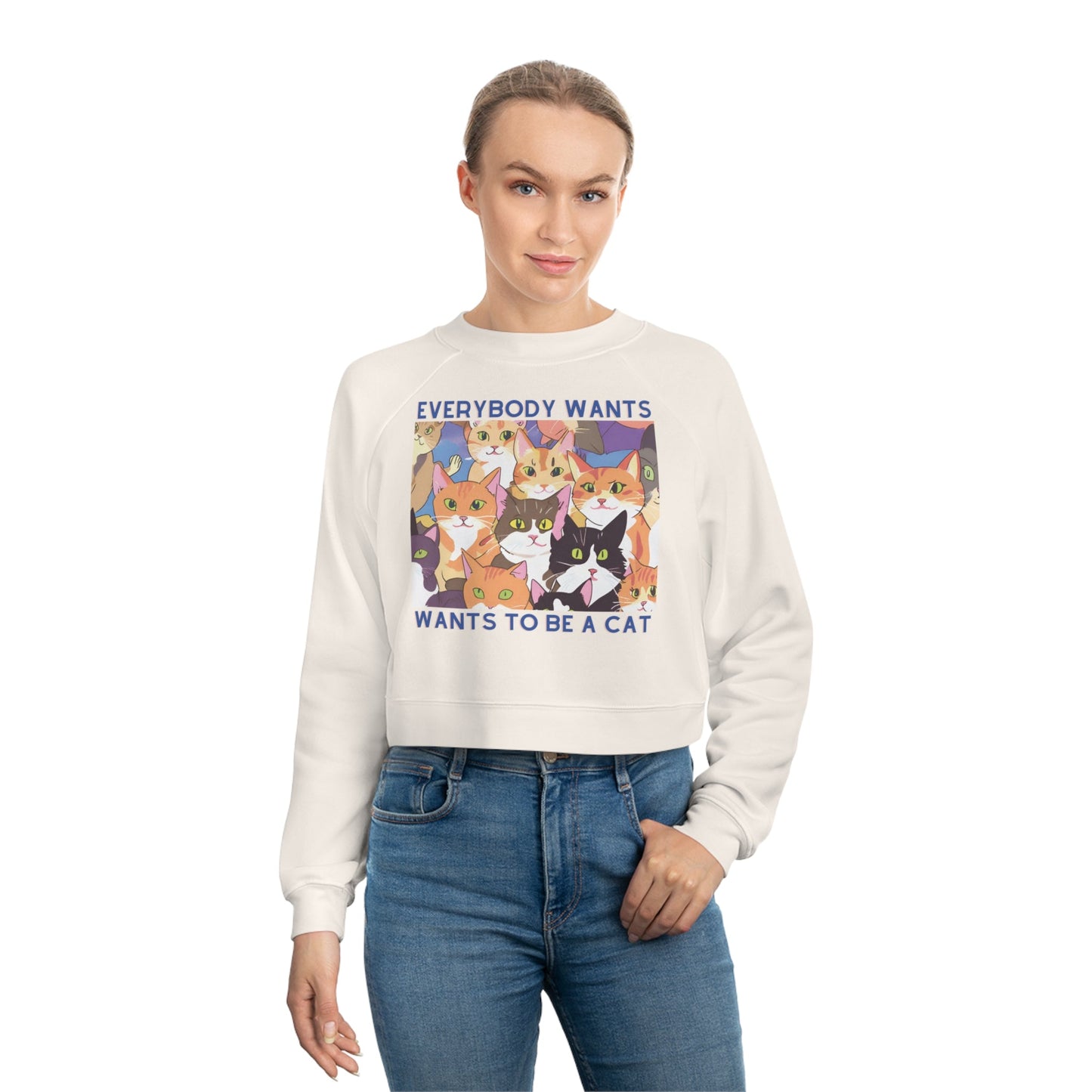 Everybody Wants To Be A Cat Women's Cropped Fleece Pullover