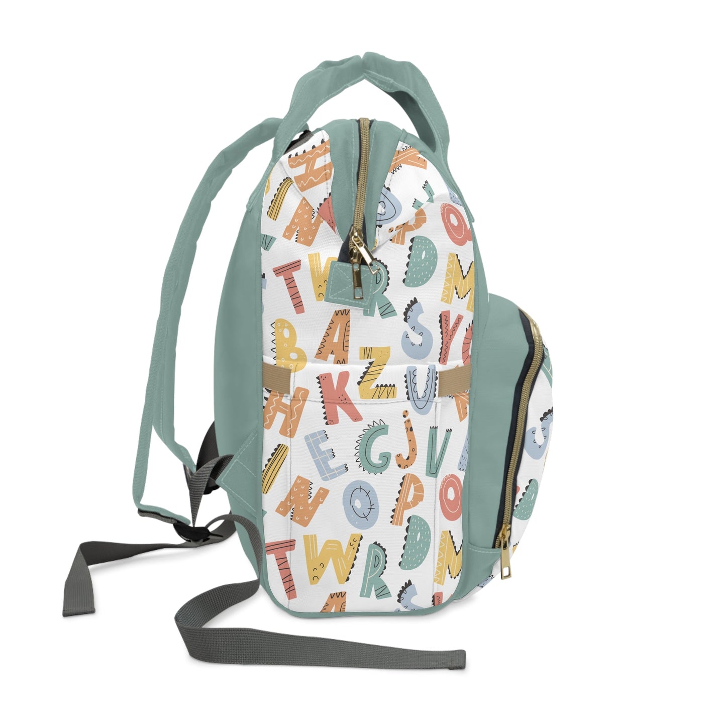 Personalized Alphabet Pattern Multifunctional Diaper Backpack, Newborn Gift, Baby Shower Gift, Alphabet Themed Babyshower