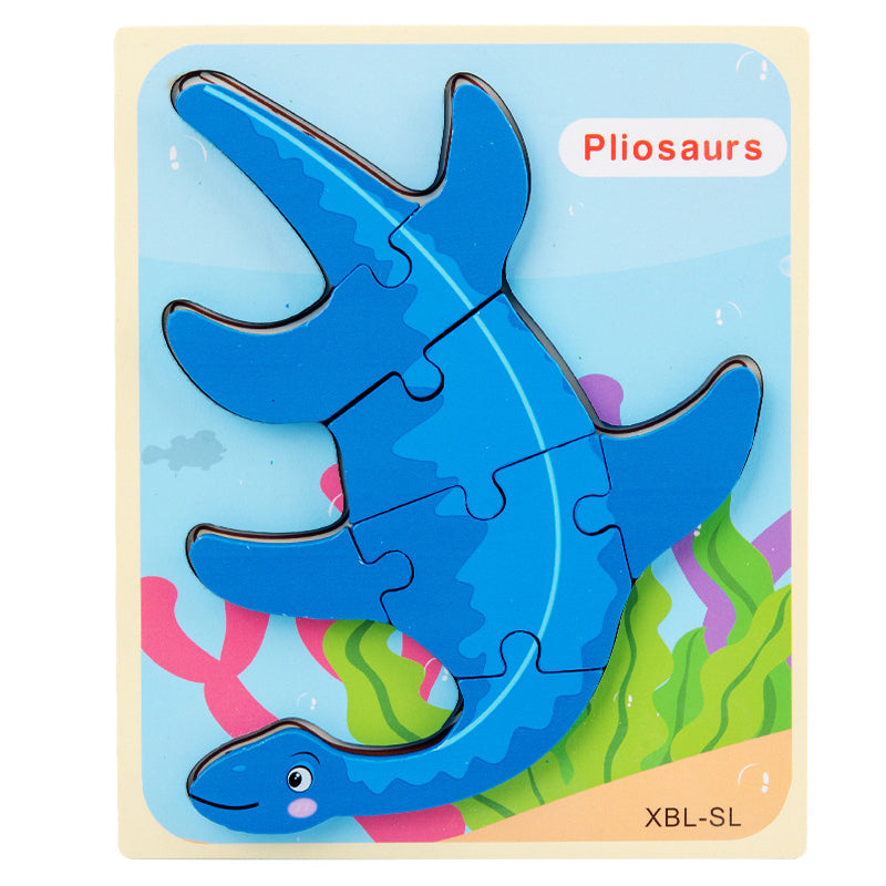 Baby Wooden Cartoon Dinosaur 3D Puzzle Jigsaw for Kids Montessori Early Learning Educational Puzzle Toys