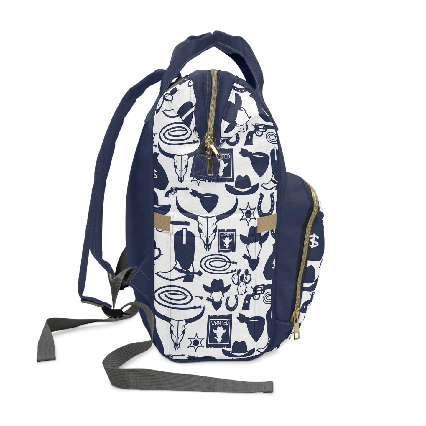 Personalized Navy Cowboy Pattern Multifunctional Diaper Backpack, Newborn Gift, Baby Shower Gift, Cowboy Backpack