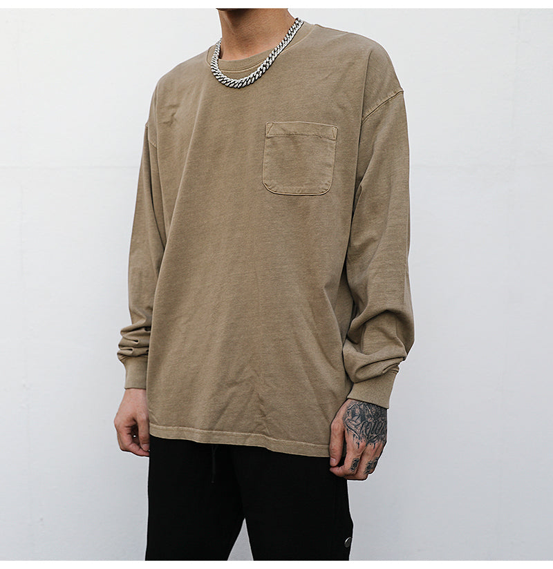 Men Basic Pocket Long Sleeve Tee