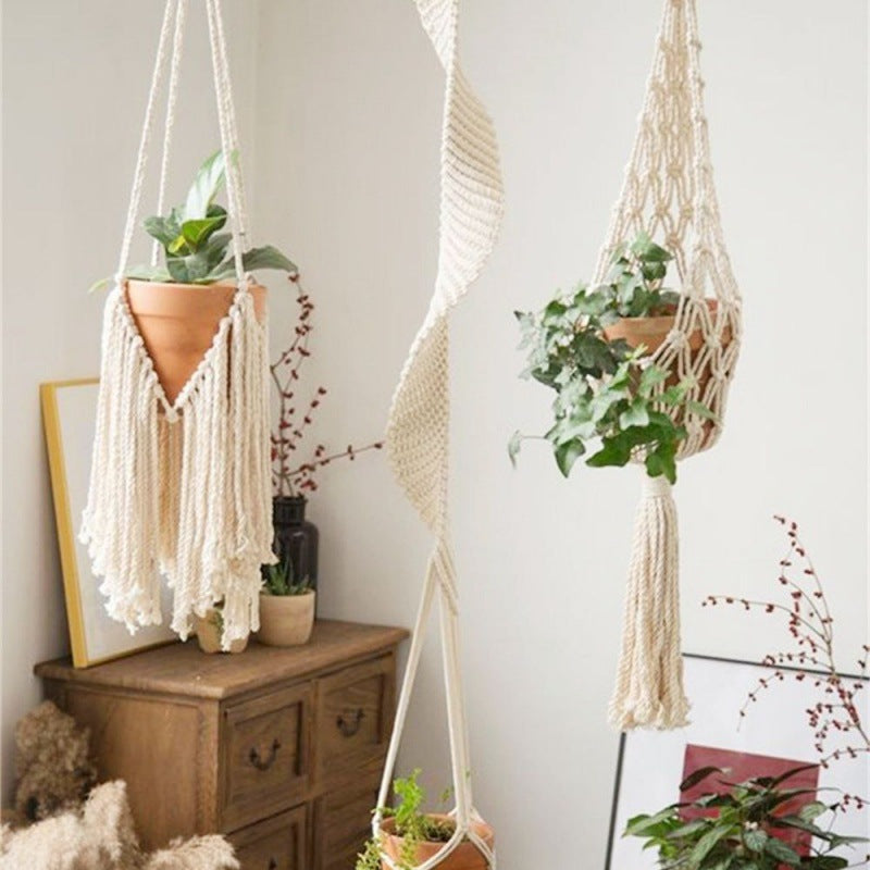 Indoor Decorative Woven Basket Plant Net Bag