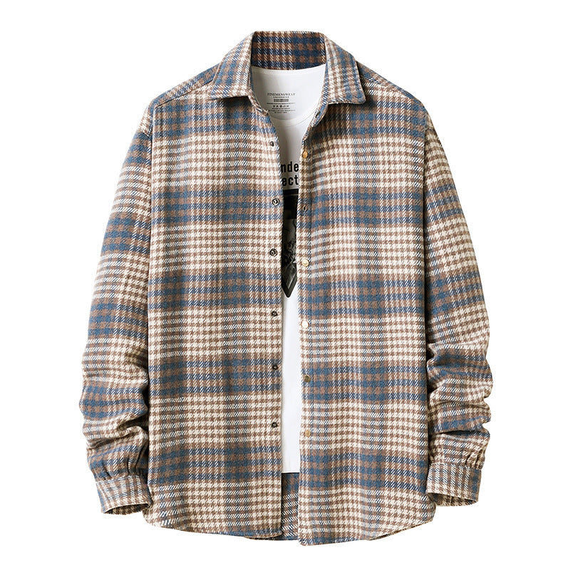 Flannel Thick Plaid Shirt Men's Style Jacket Lining