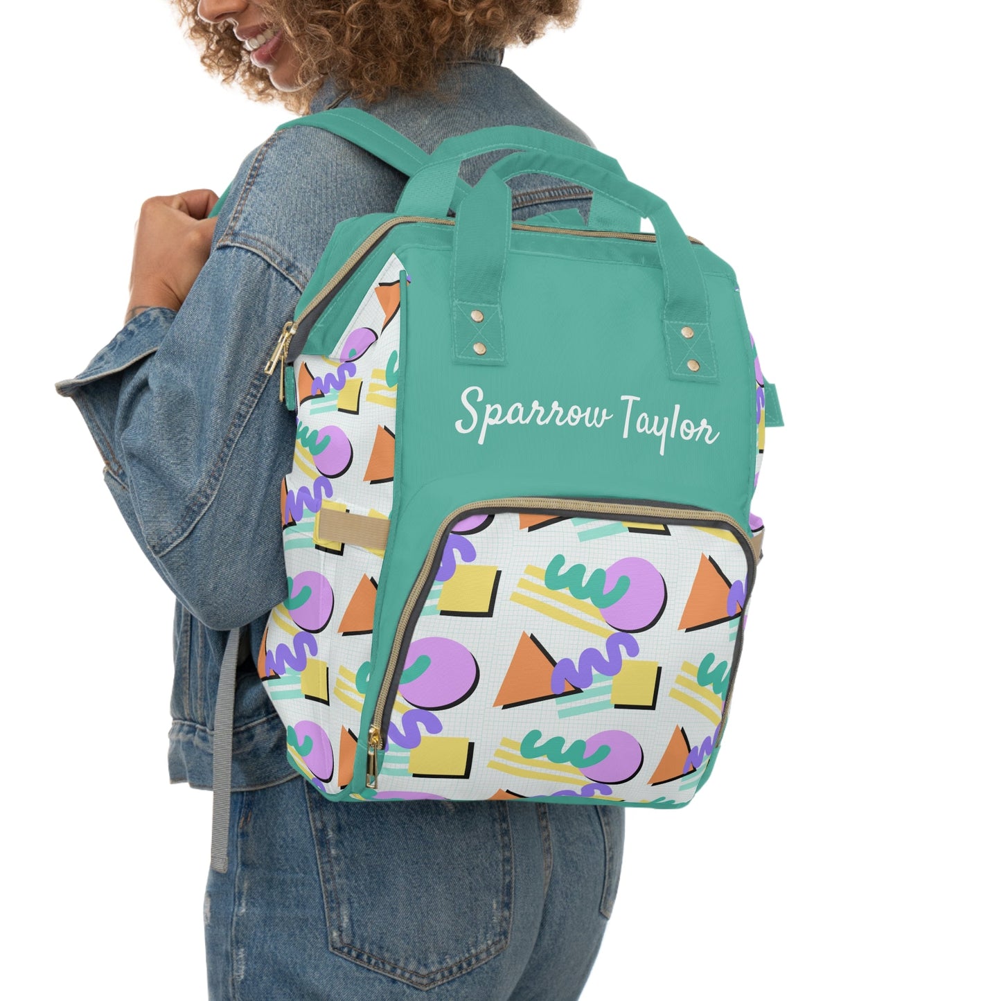 Personalized 90's Inspired Pattern Multifunctional Diaper Backpack, Newborn Gift, Baby Shower Gift, 90s Backpack