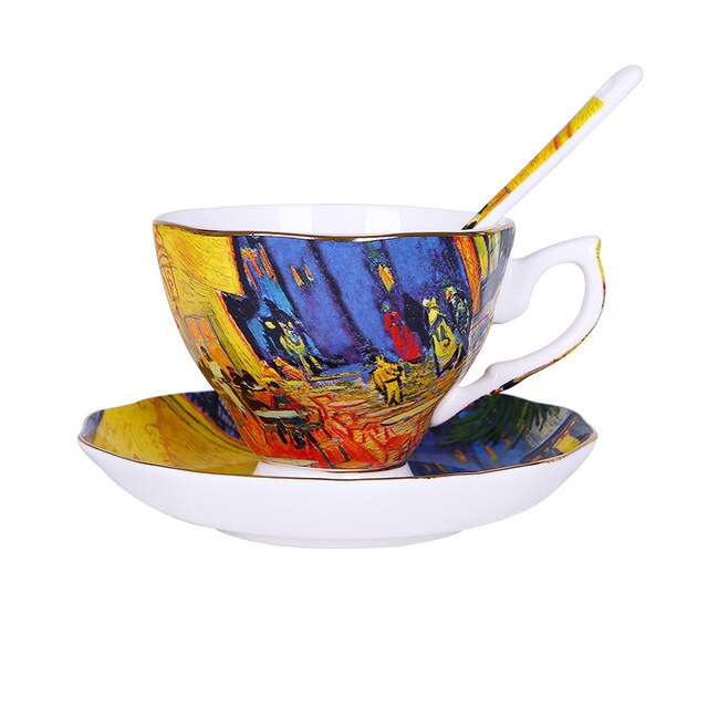 European Style Small Luxury Artist Coffee Cup Ceramic Painting Mug