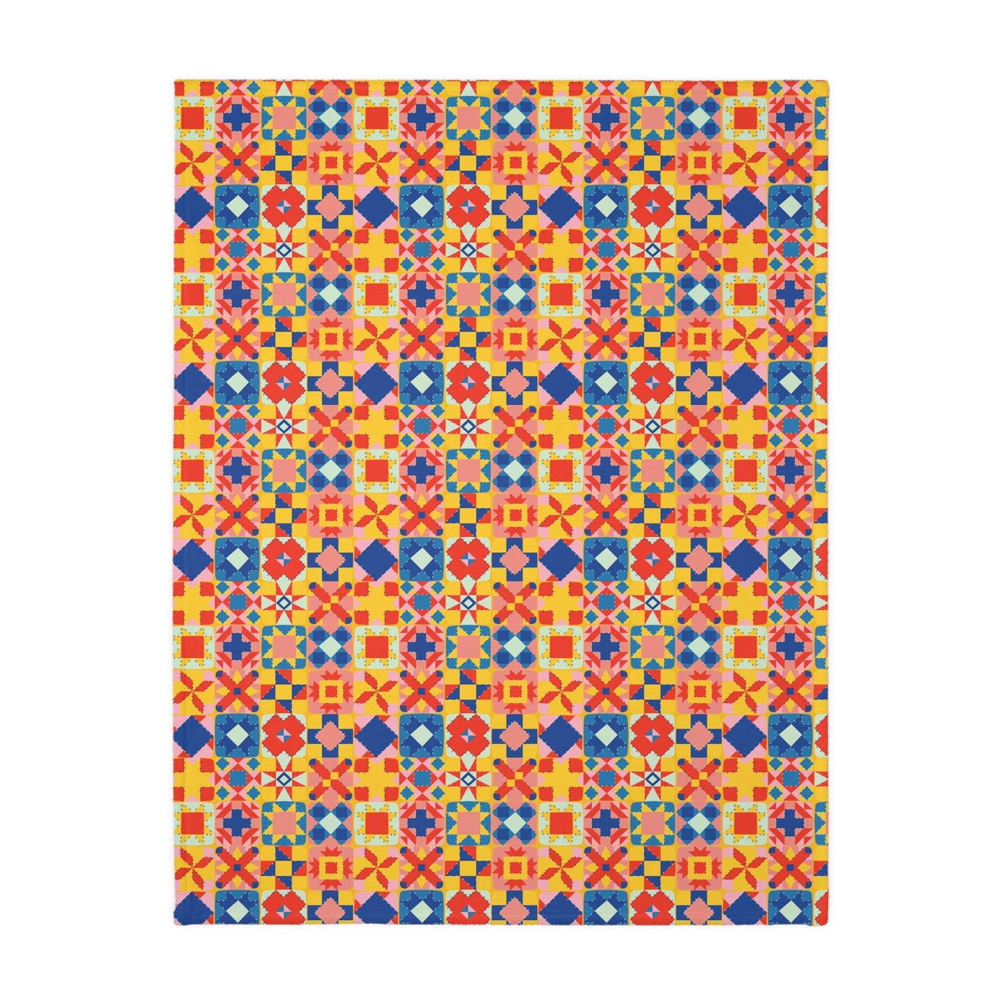 Colorful Patchwork Quilt Print Velveteen Minky Blanket (Two-sided print)