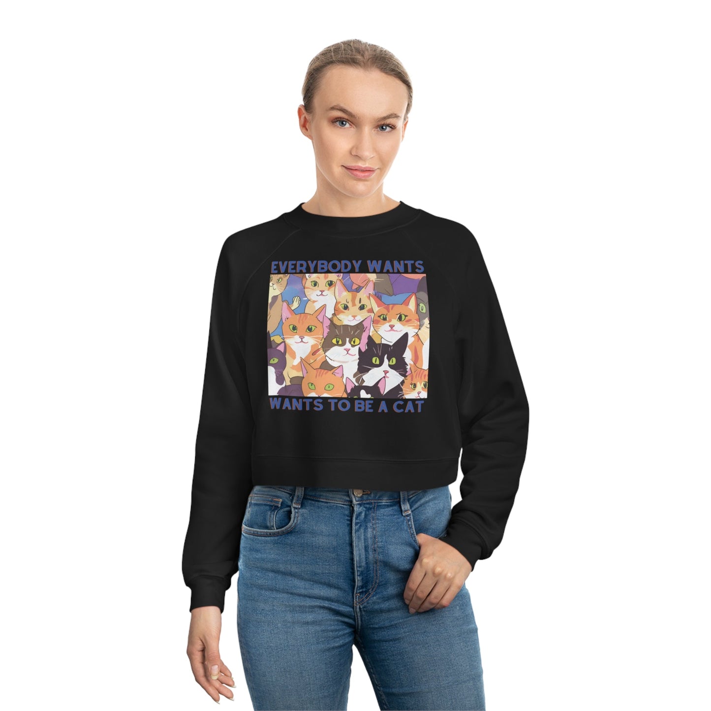 Everybody Wants To Be A Cat Women's Cropped Fleece Pullover