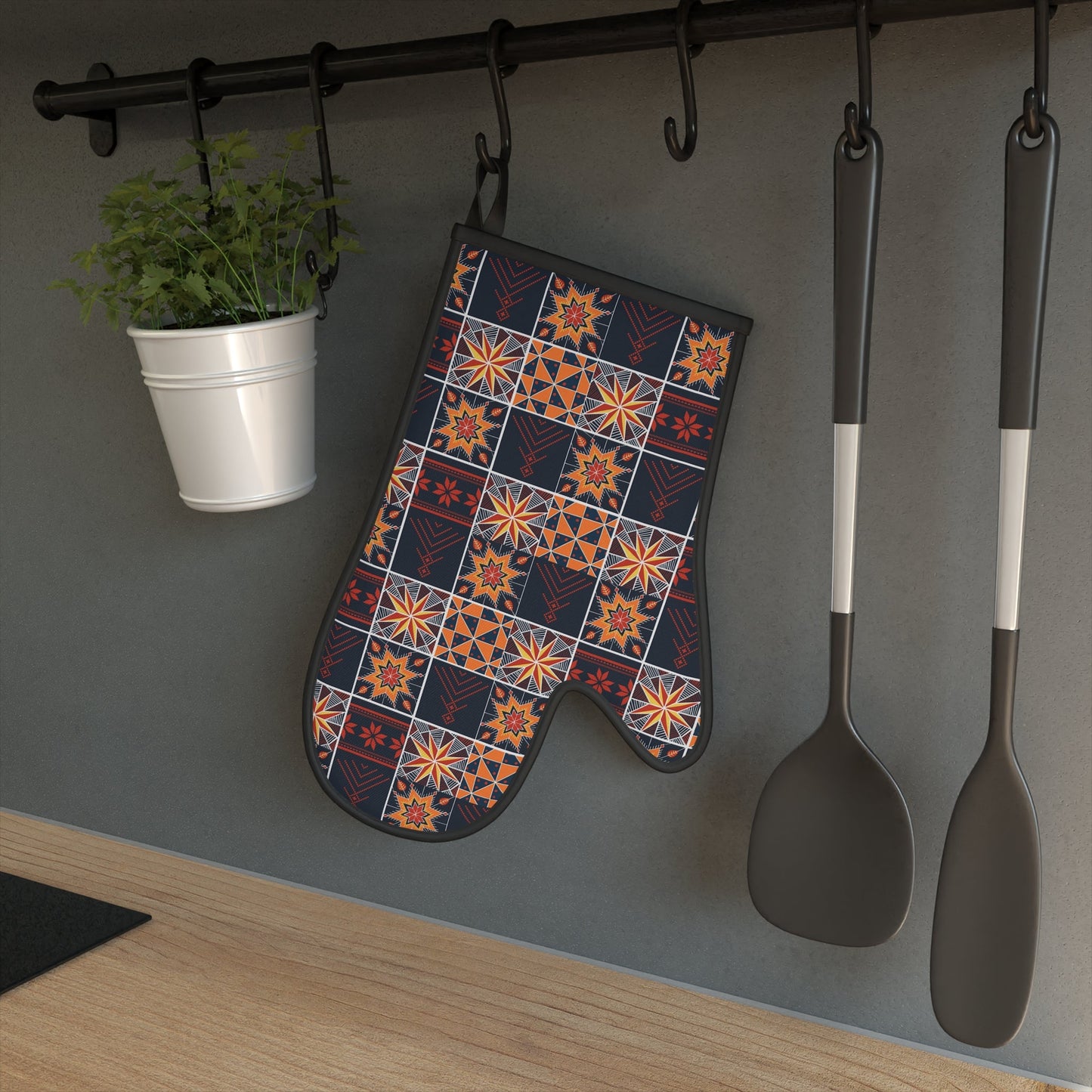 Bohemian Tile Dark Patchwork Oven Glove