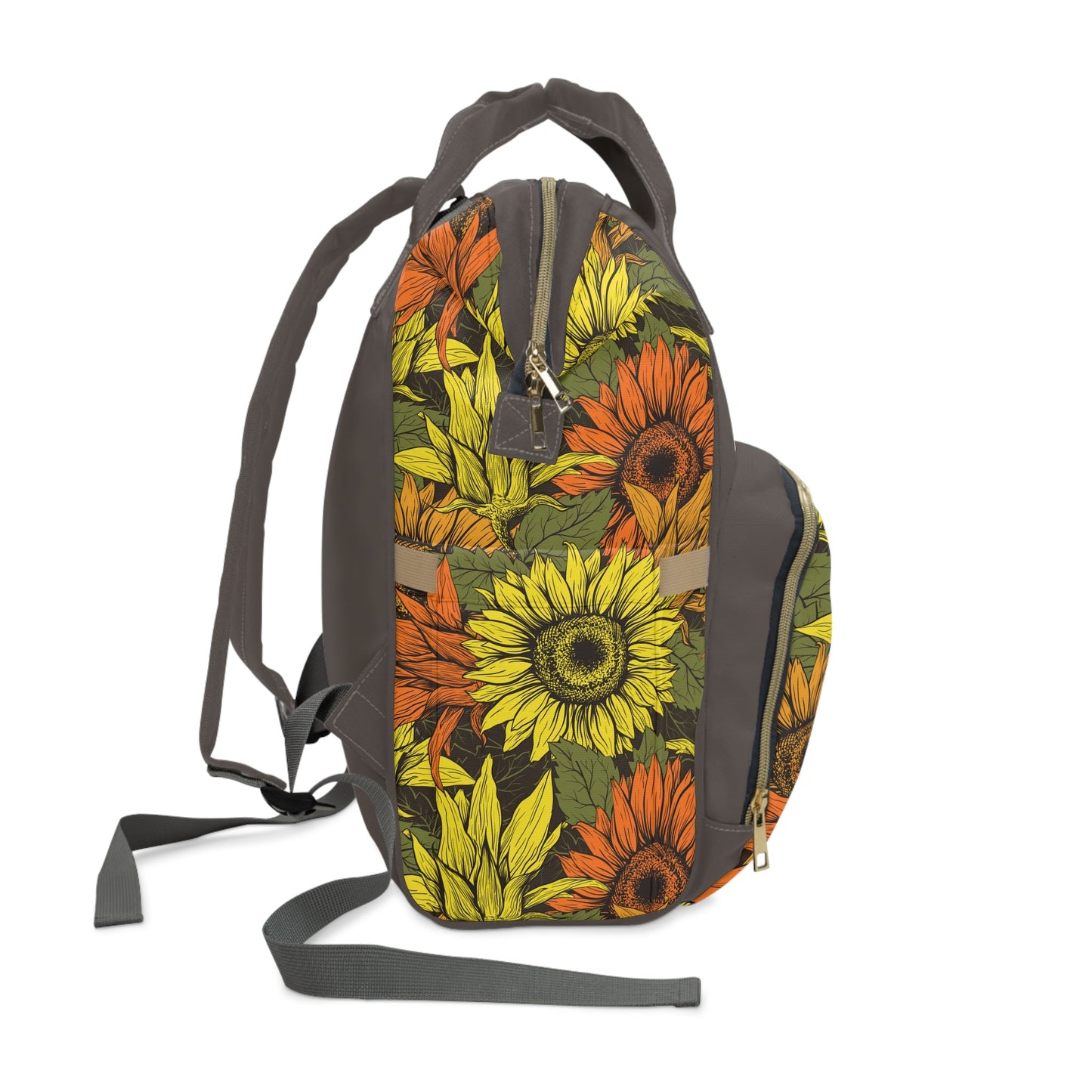 Personalized Bold Sunflower Girls Multifunctional Diaper Backpack, Newborn Gift, Baby Shower Gift, Baby Diaper Bag Nappy Stroller Bag