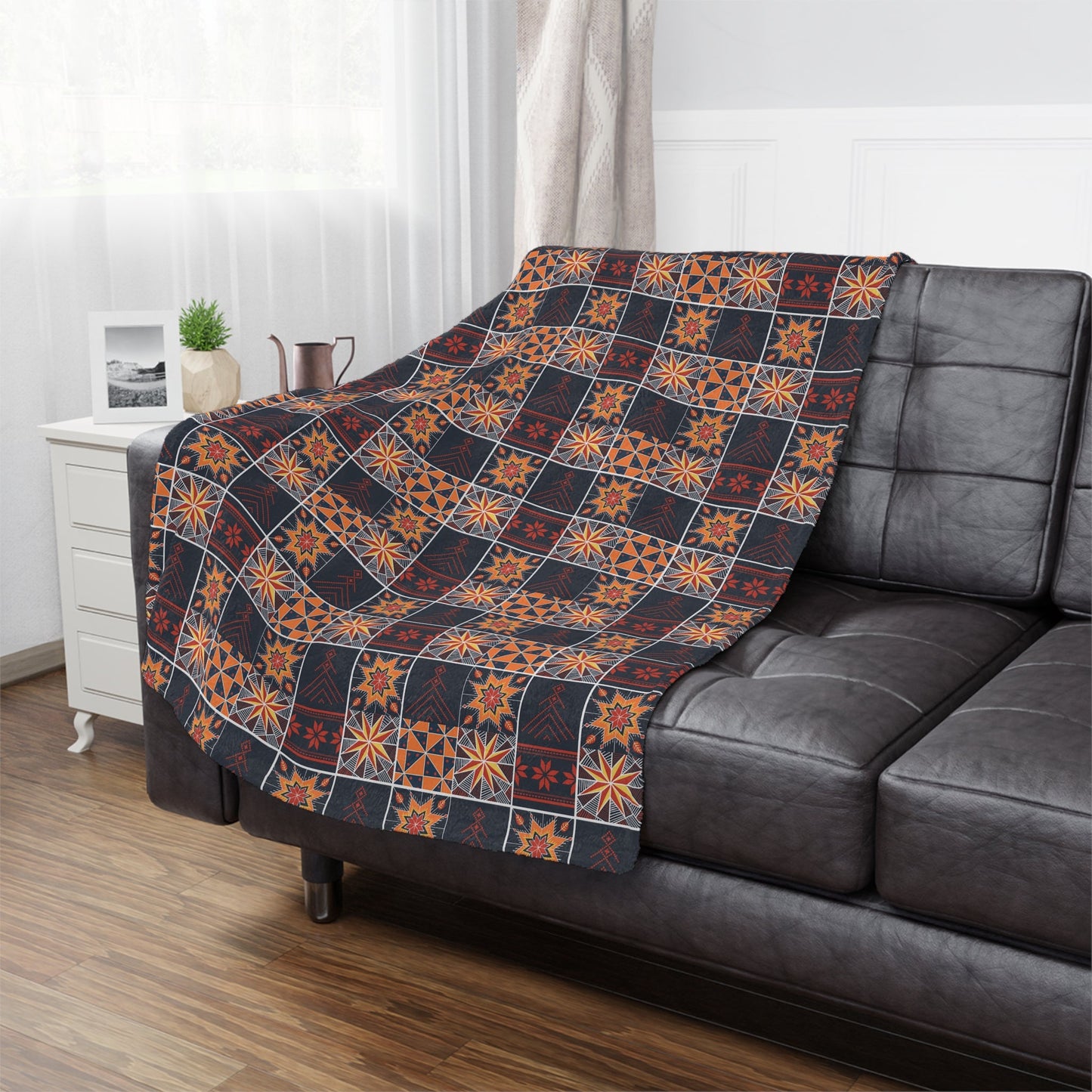 Dark Patchwork Quilt Print Minky Blanket