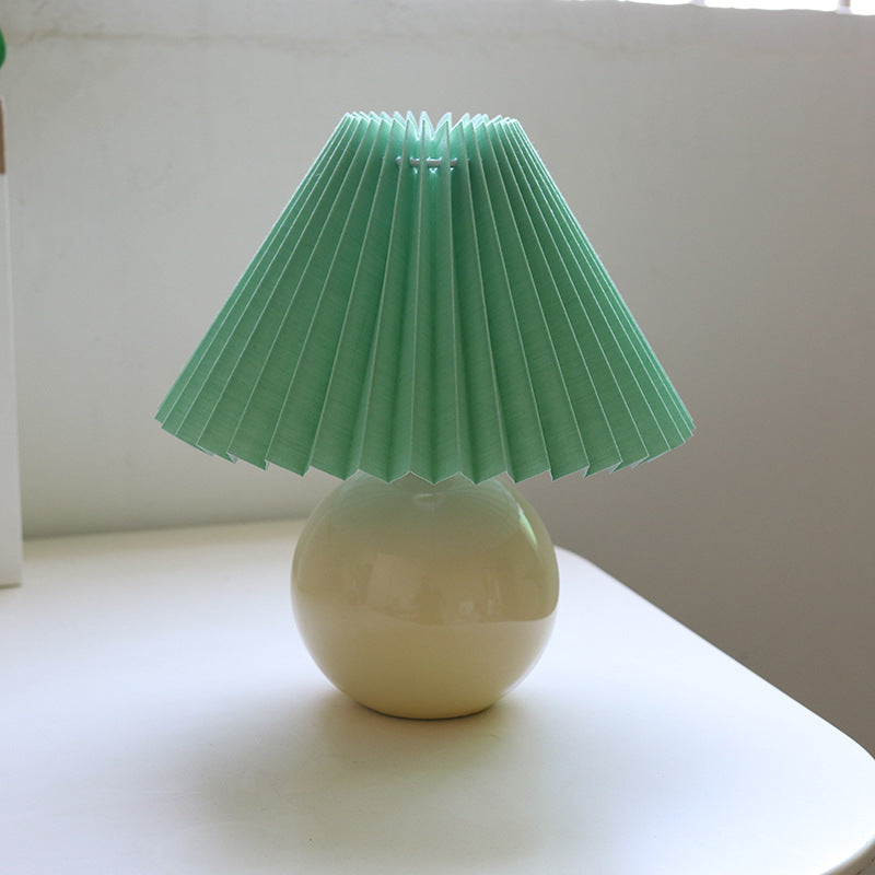 Girly Decorative Silk Pleated Retro Bedside Lamp