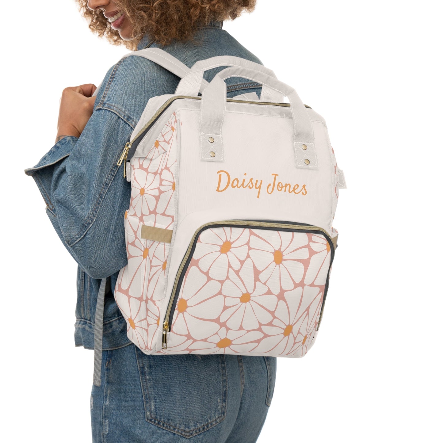 Personalized Boho Daisy Girls Multifunctional Diaper Backpack, Newborn Gift, Baby Shower Gift, Baby Diaper Bag Nappy Stroller Bag