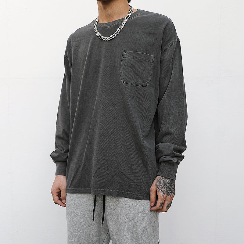 Men Basic Pocket Long Sleeve Tee