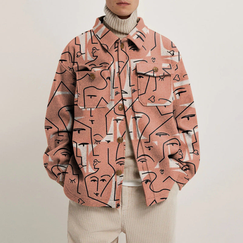 Men's Printed Shirt With Loose Lapel Collar