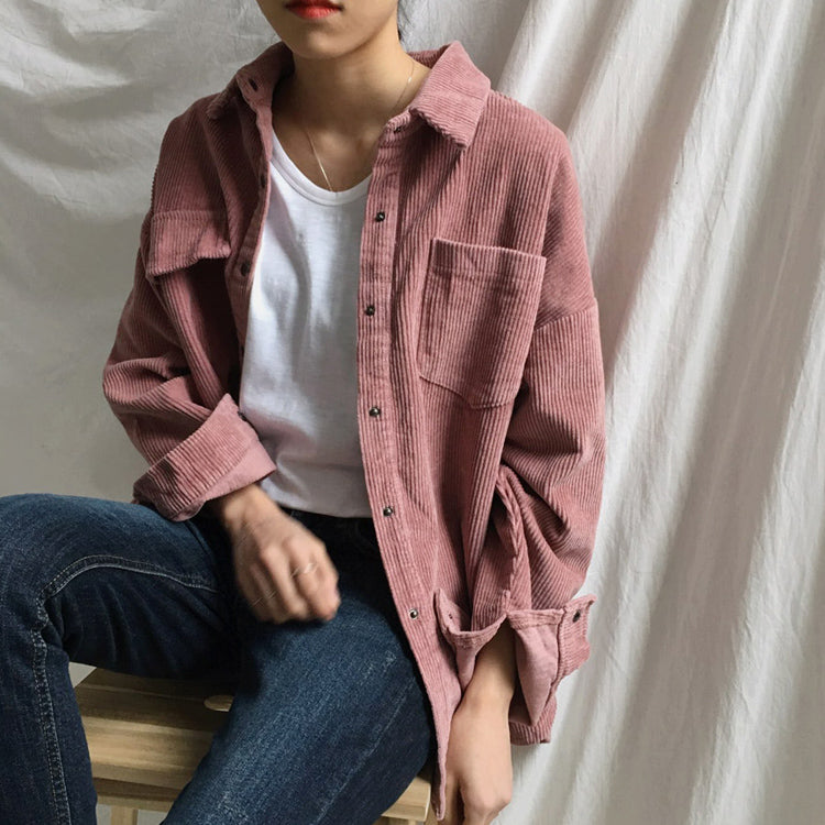 Corduroy Shacket Long Sleeve Shirt