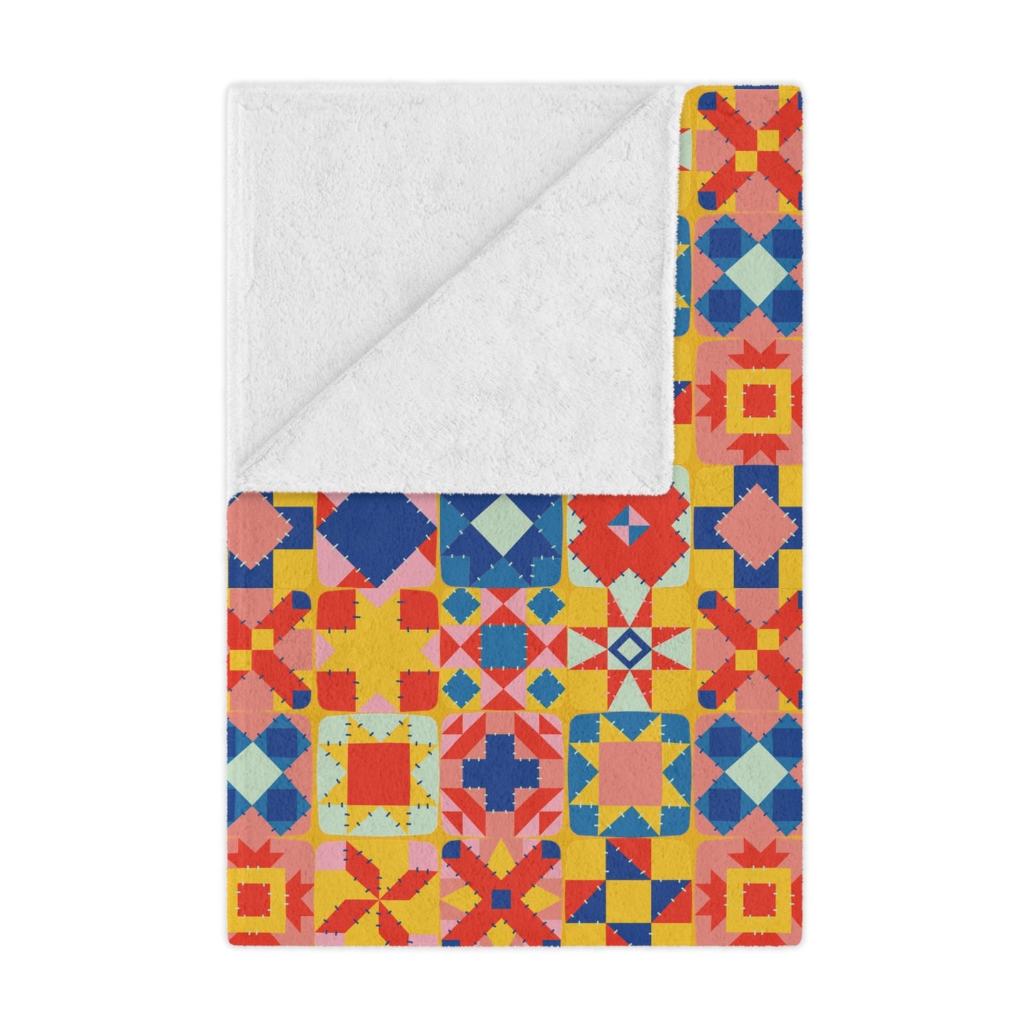 Colorful Patchwork Quilt Print Minky Blanket