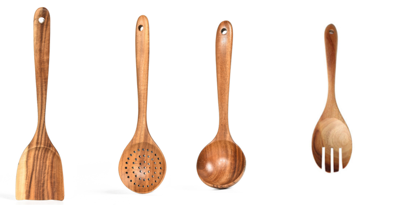 Teak Natural Wood Tableware Spoon Ladle Turner Rice Colander Soup Skimmer Cooking Tool Sets Spoon Scoop Kitchen Tools Gadgets