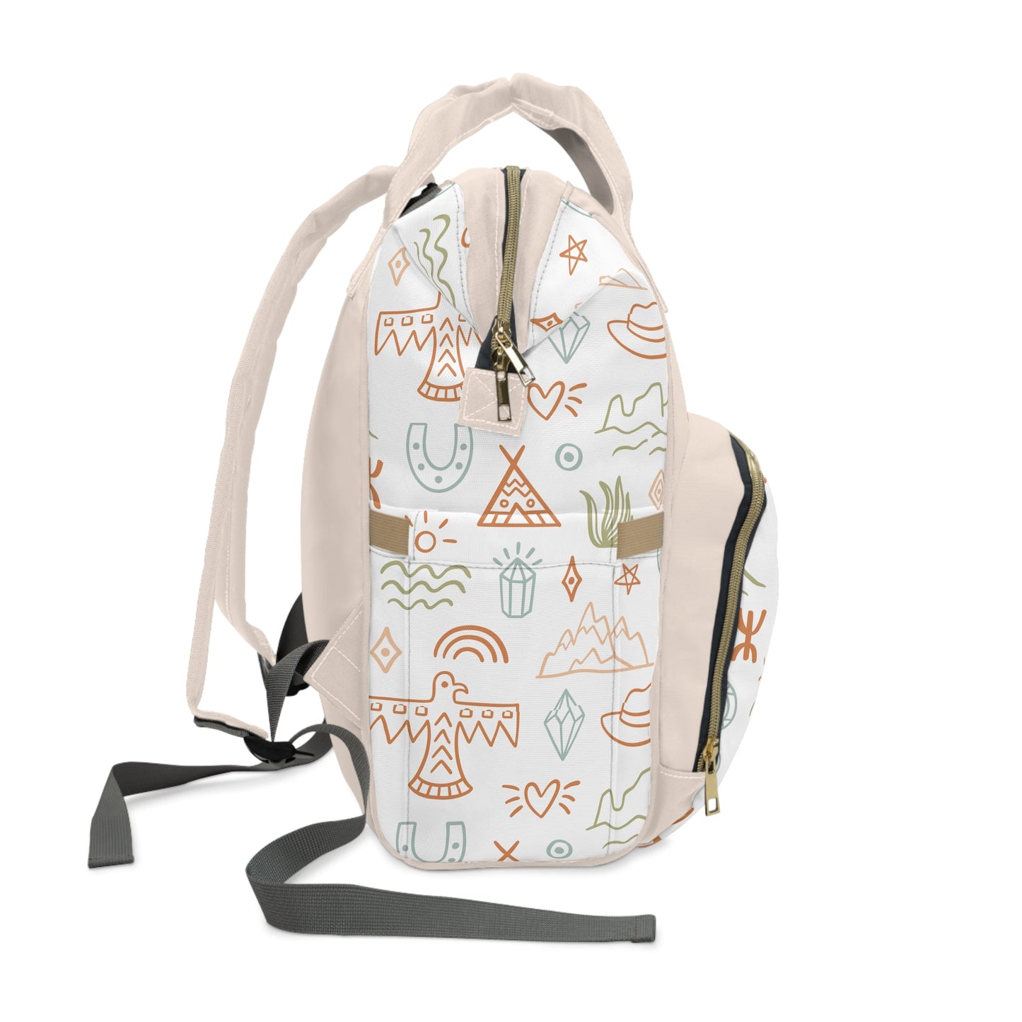 Personalized Girls Western Native Print Pattern Multifunctional Diaper Backpack, Newborn Gift, Baby Shower Gift, Western Backpack