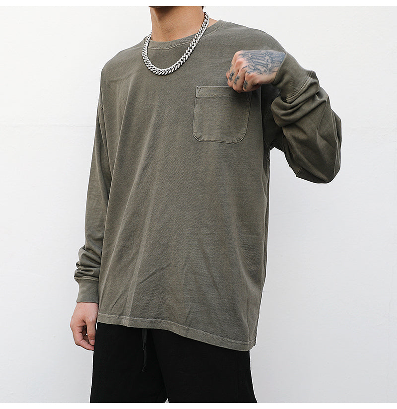 Men Basic Pocket Long Sleeve Tee