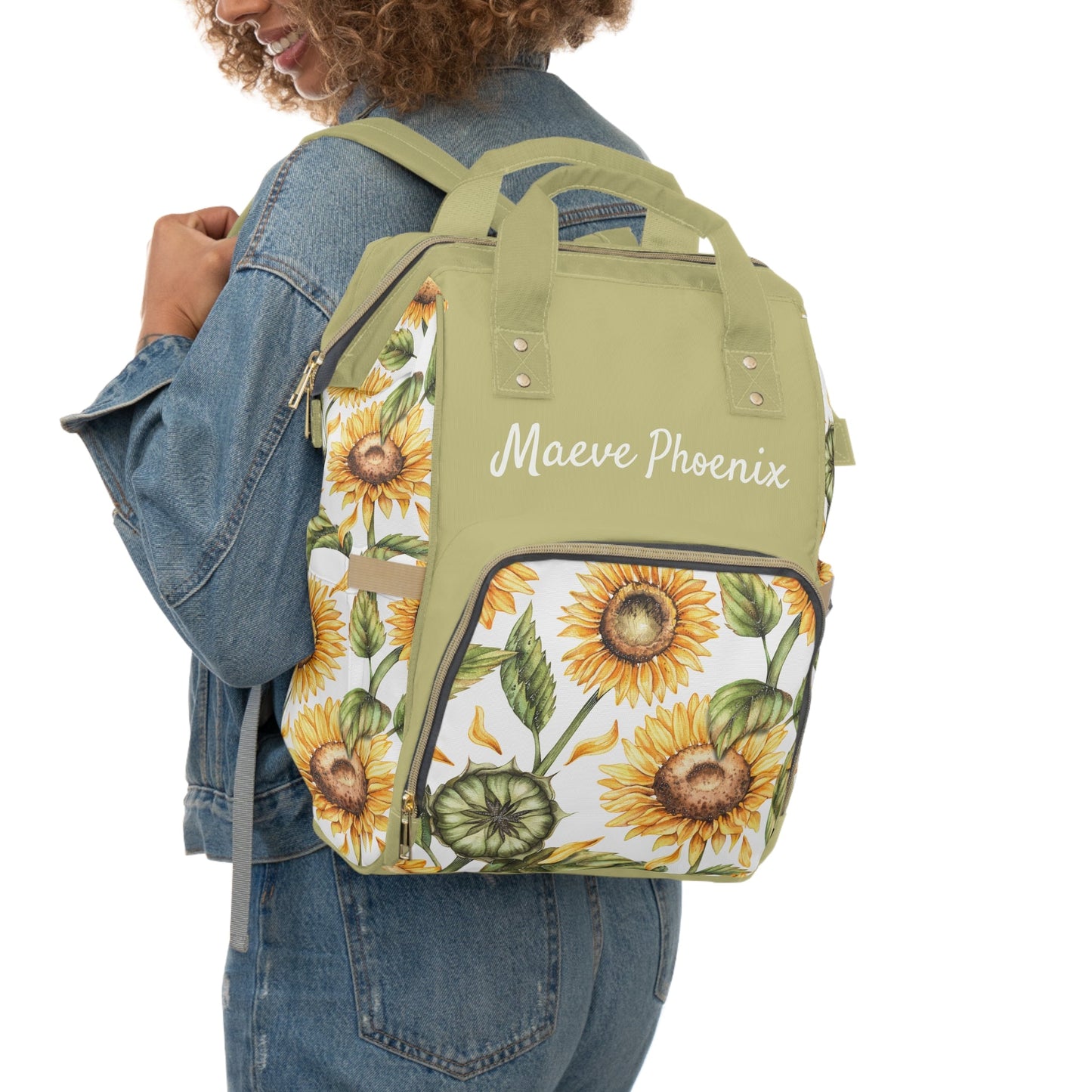 Personalized Sunflower Girls Multifunctional Diaper Backpack, Newborn Gift, Baby Shower Gift, Baby Diaper Bag Nappy Stroller Bag