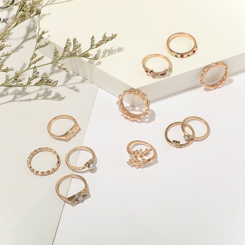 11 Piece Boho, Hippie Ring Set