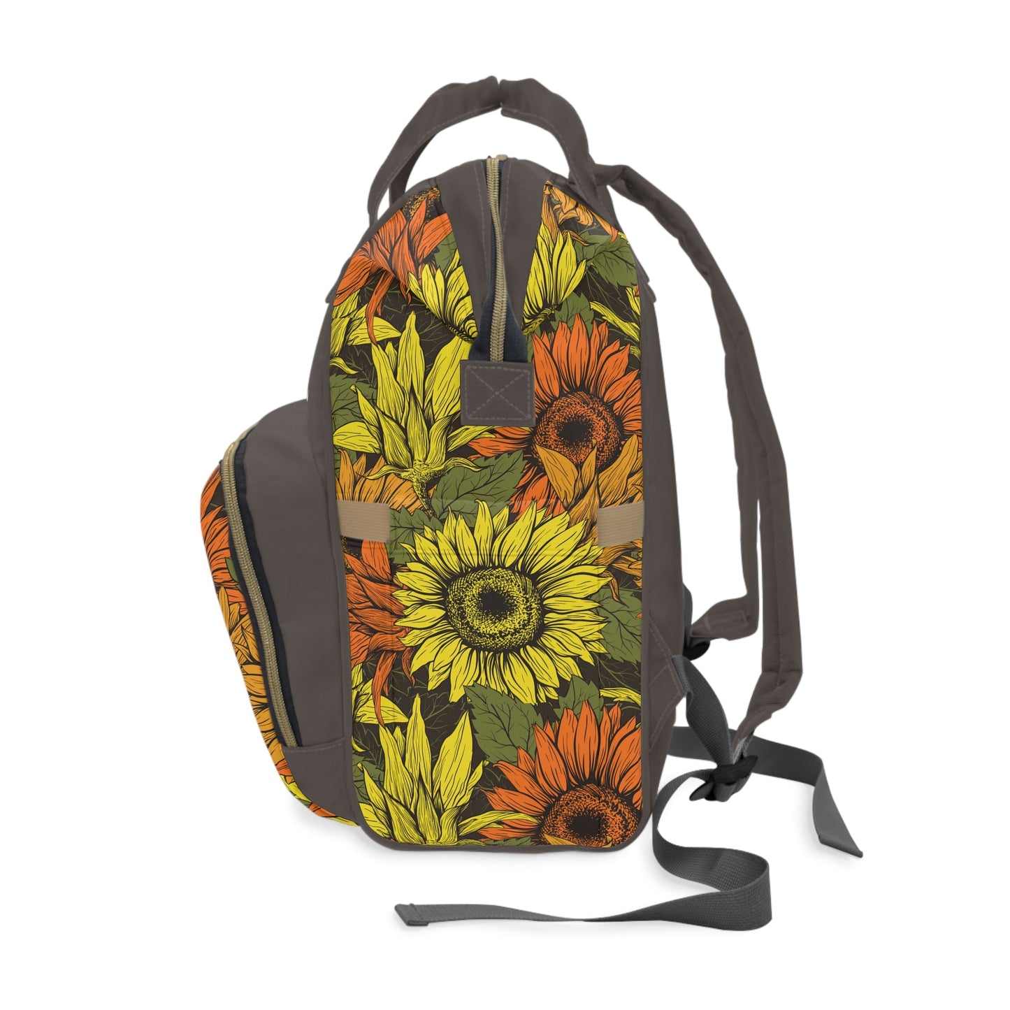 Personalized Bold Sunflower Girls Multifunctional Diaper Backpack, Newborn Gift, Baby Shower Gift, Baby Diaper Bag Nappy Stroller Bag