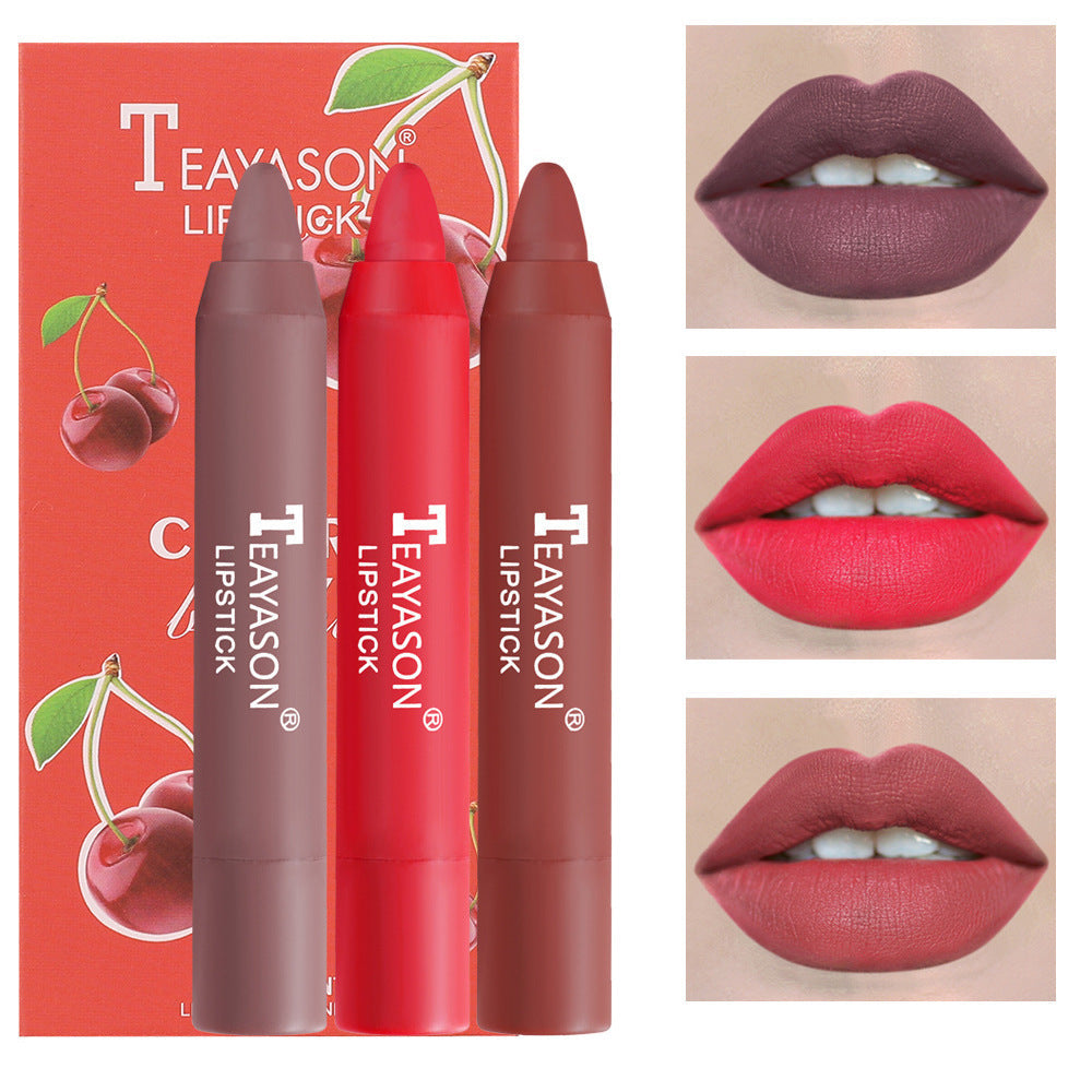 Three Pack Lipstick Set With Matte Finish Waterproof Lipstick