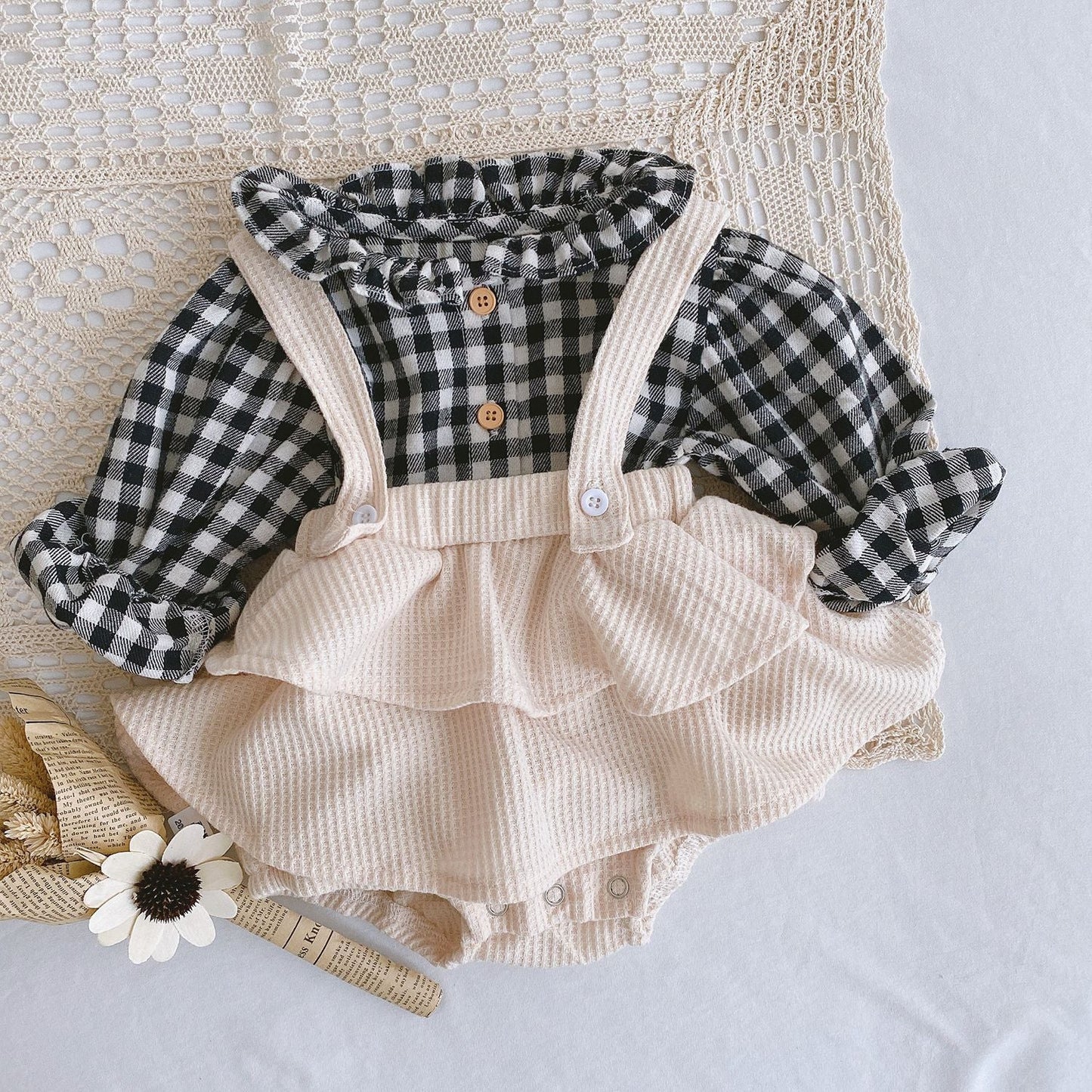 Baby Romper 0-2 Years Old Baby Clothes Baby Girl Pleated Lotus Leaf Sling Climber