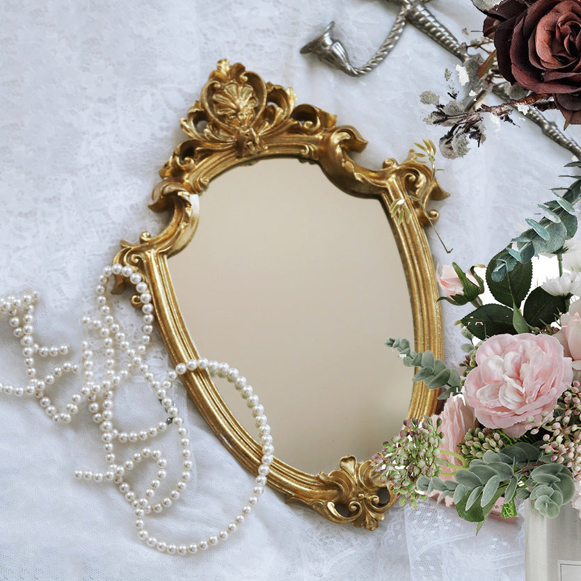 Golden Nordic Style Household Embossed Hanging Mirror