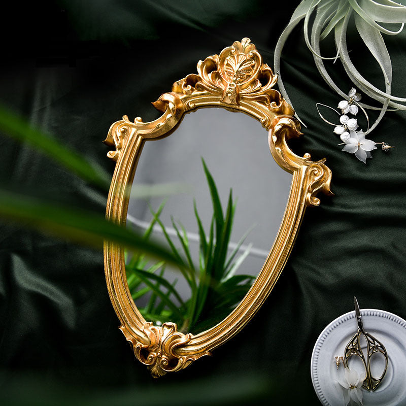 Golden Nordic Style Household Embossed Hanging Mirror