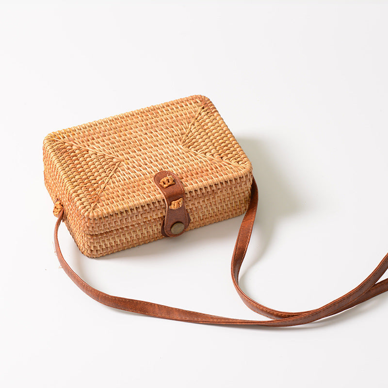 Hand-Woven Bamboo One-Shoulder Straw Woven Lady's Fashion Bag