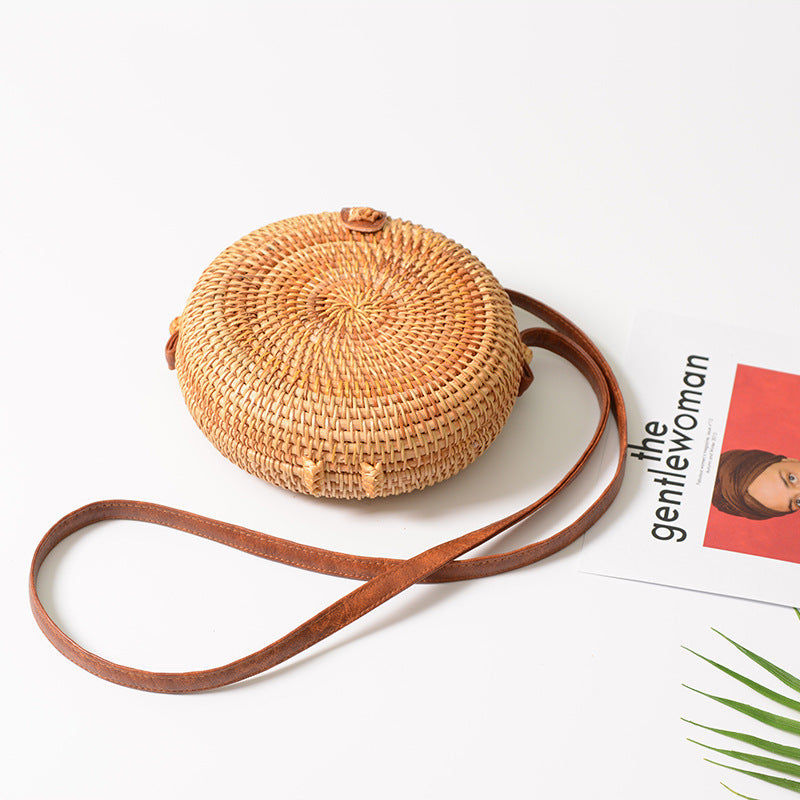 Hand-Woven Bamboo One-Shoulder Straw Woven Lady's Fashion Bag