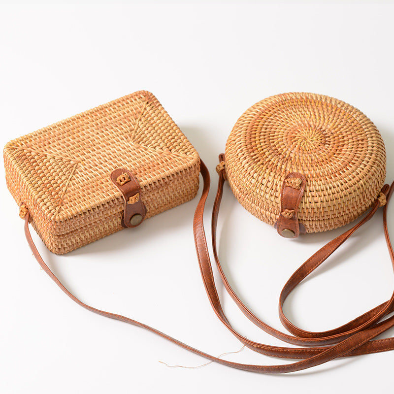 Hand-Woven Bamboo One-Shoulder Straw Woven Lady's Fashion Bag