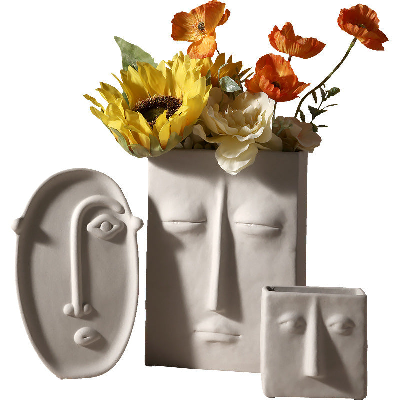 Nordic Creative Ceramic Vase Simple Face Decoration