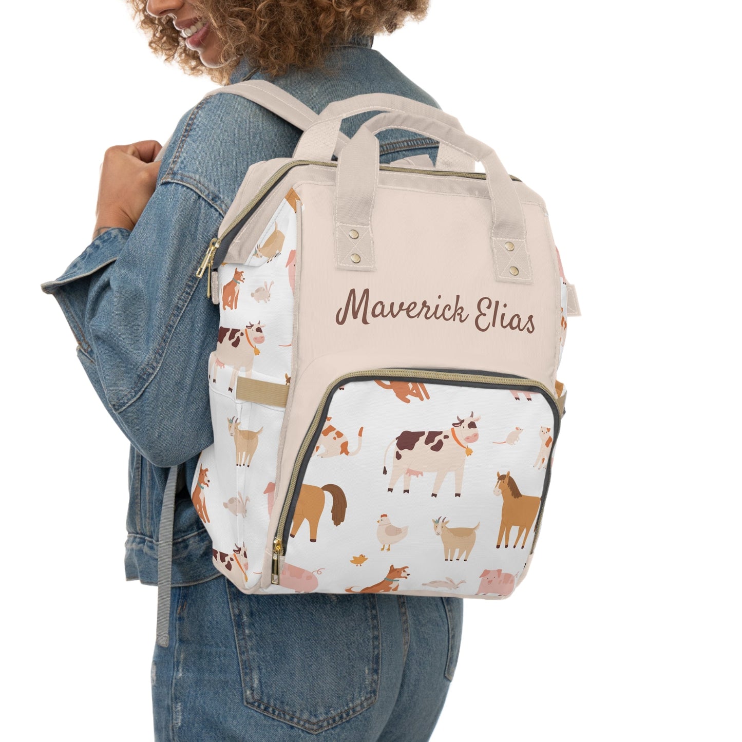 Personalized Farm Animals Multifunctional Diaper Backpack, Newborn Gift, Baby Shower Gift, Baby Diaper Bag Nappy Stroller Bag