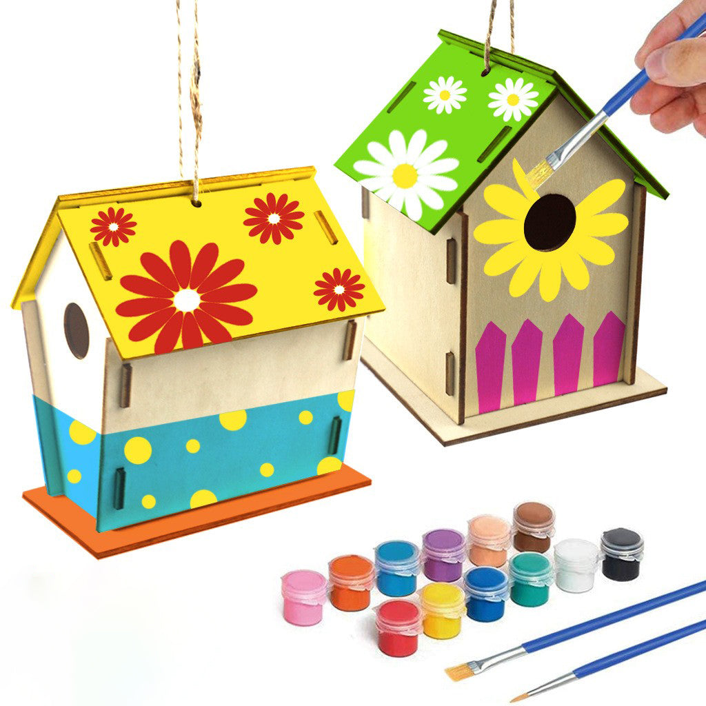 DIY Build and Paint Your Bird House Outdoor And Indoor Pendant Crafts